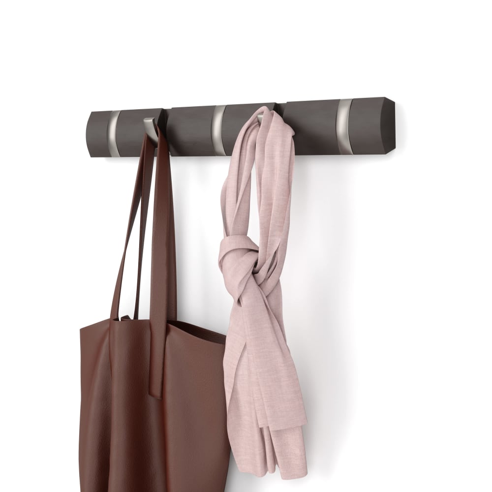Umbra Patères murale 5 crochets repliables style contemporain Marron Bois