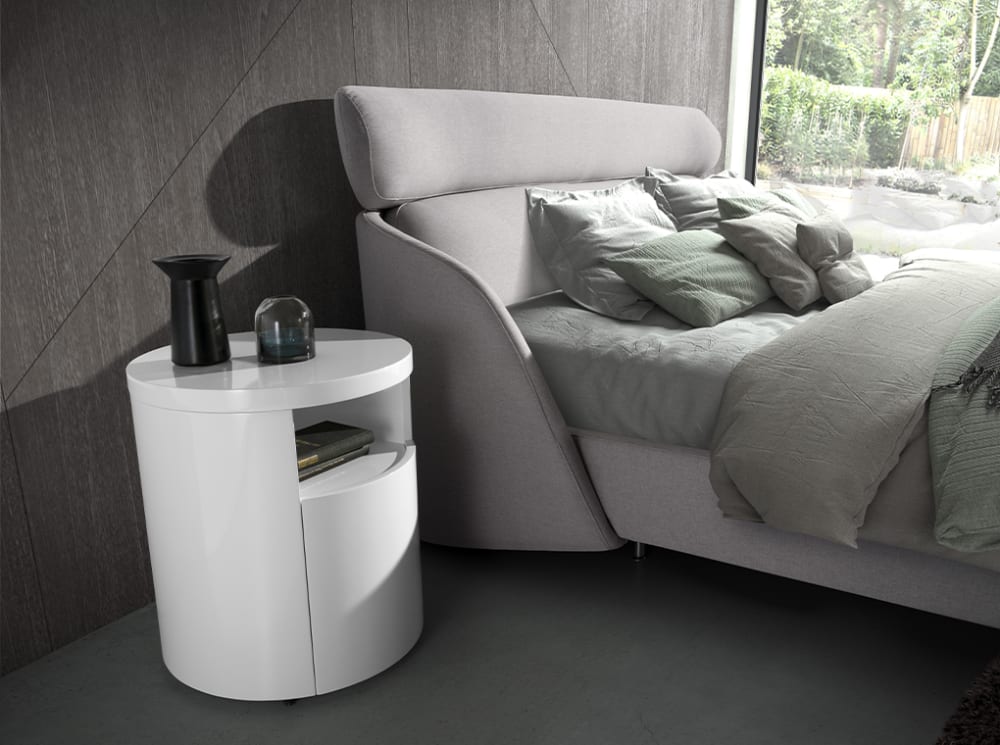 Table de chevet ronde en bois blanche