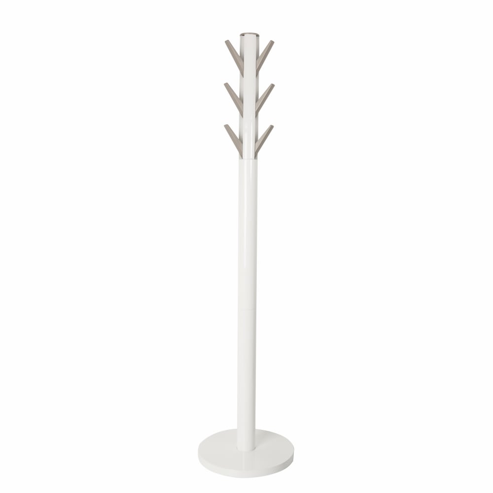 Portemanteau sur pied en bois 9 crochets, blanc 165cm