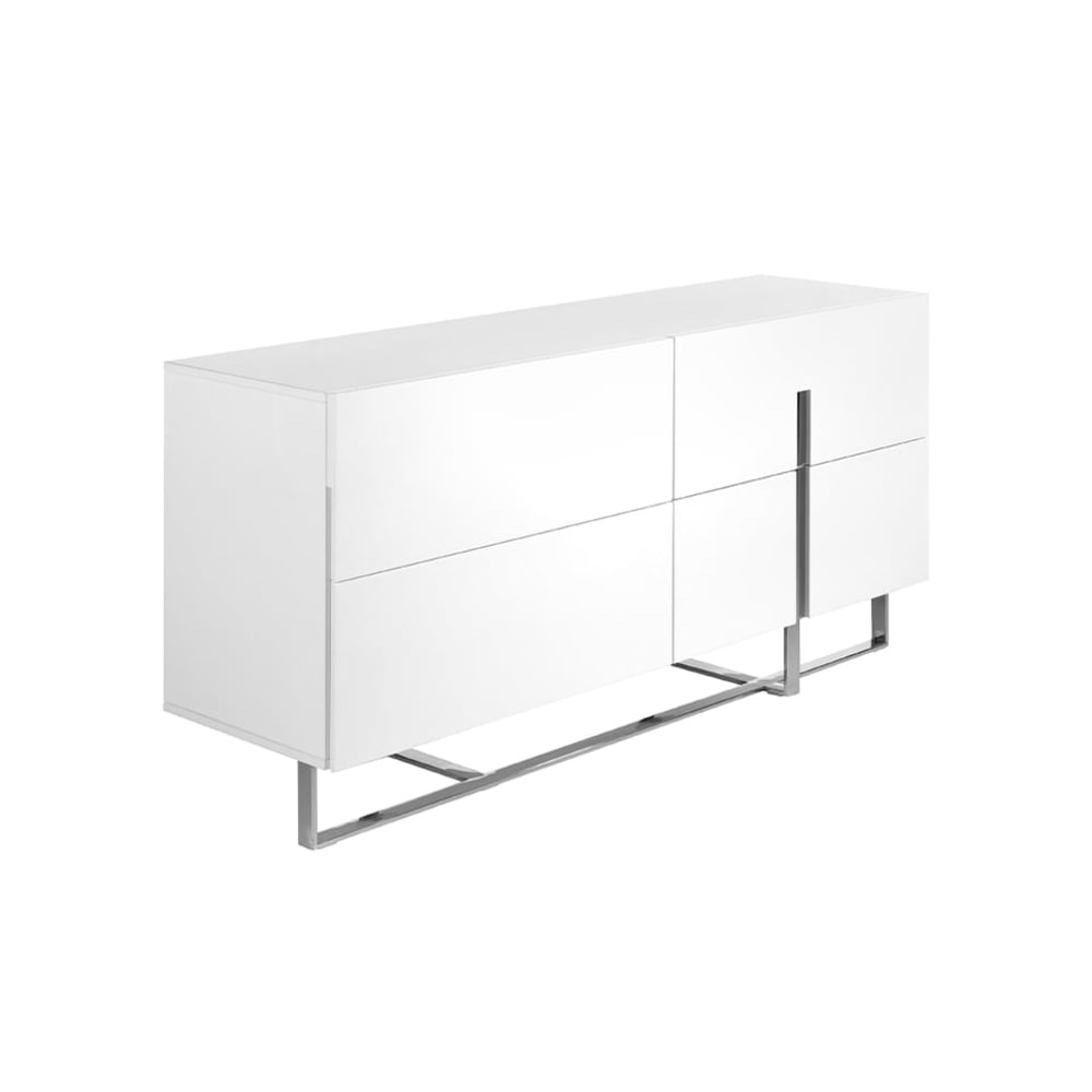 Buffet en bois blanc et acier chromé