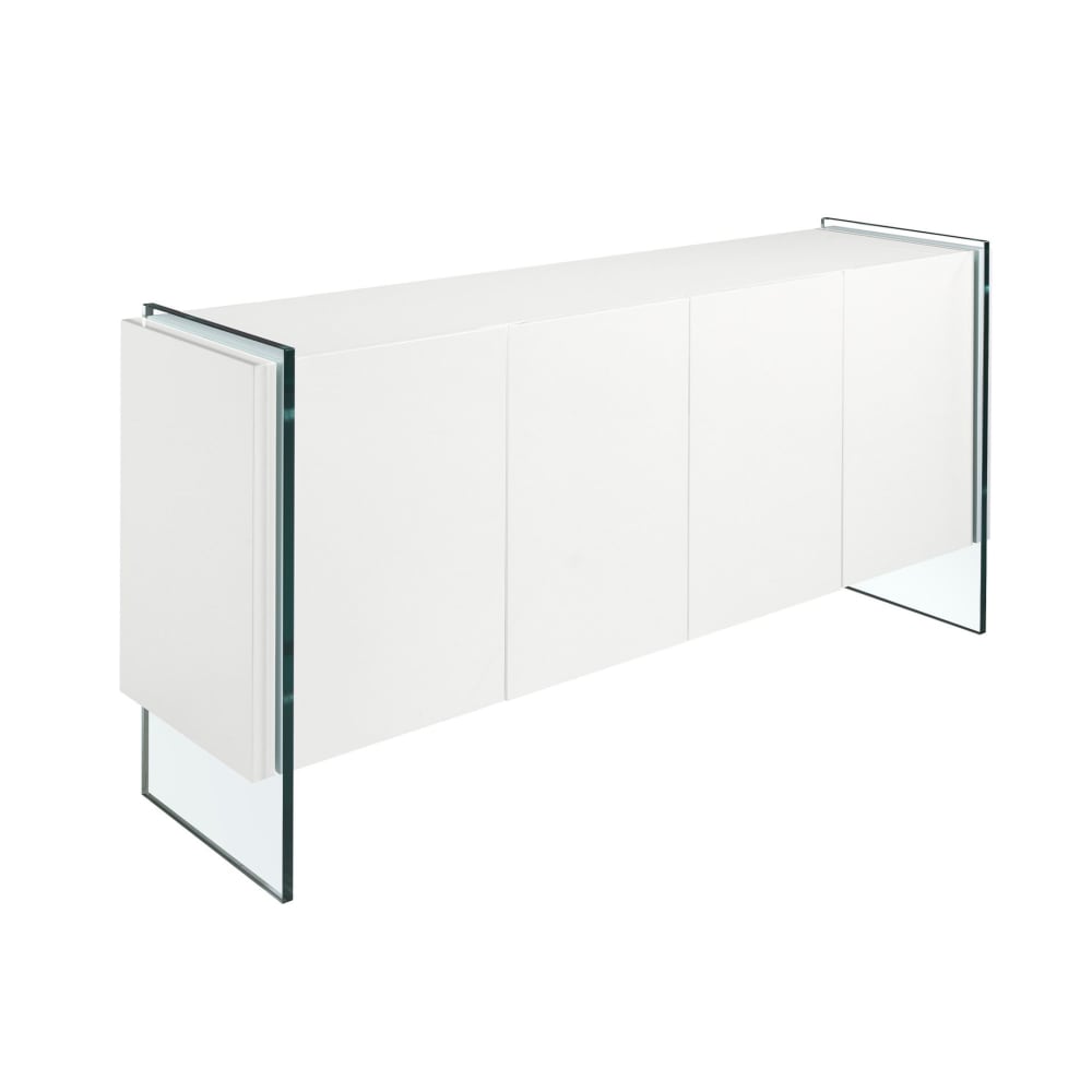 Buffet bois blanc et verre trempé Buffet bois blanc et verre trempé