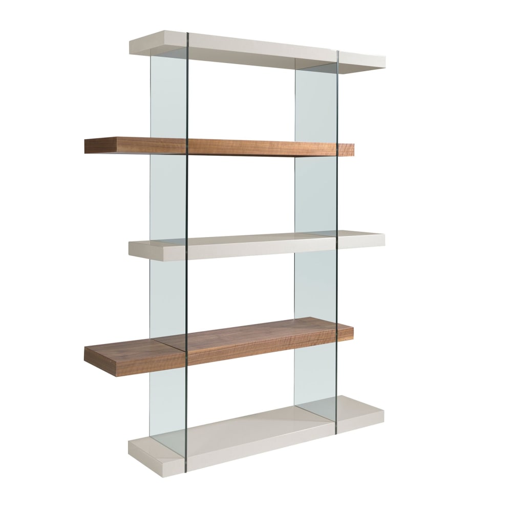 Etagère en bois de noyer et verre Etagère en bois de noyer et verre