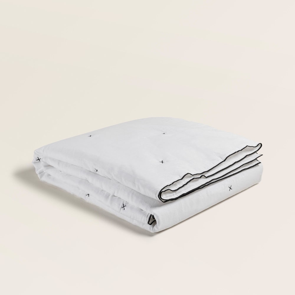 Couvre-lit matelassé en lin blanc 225x280 cm