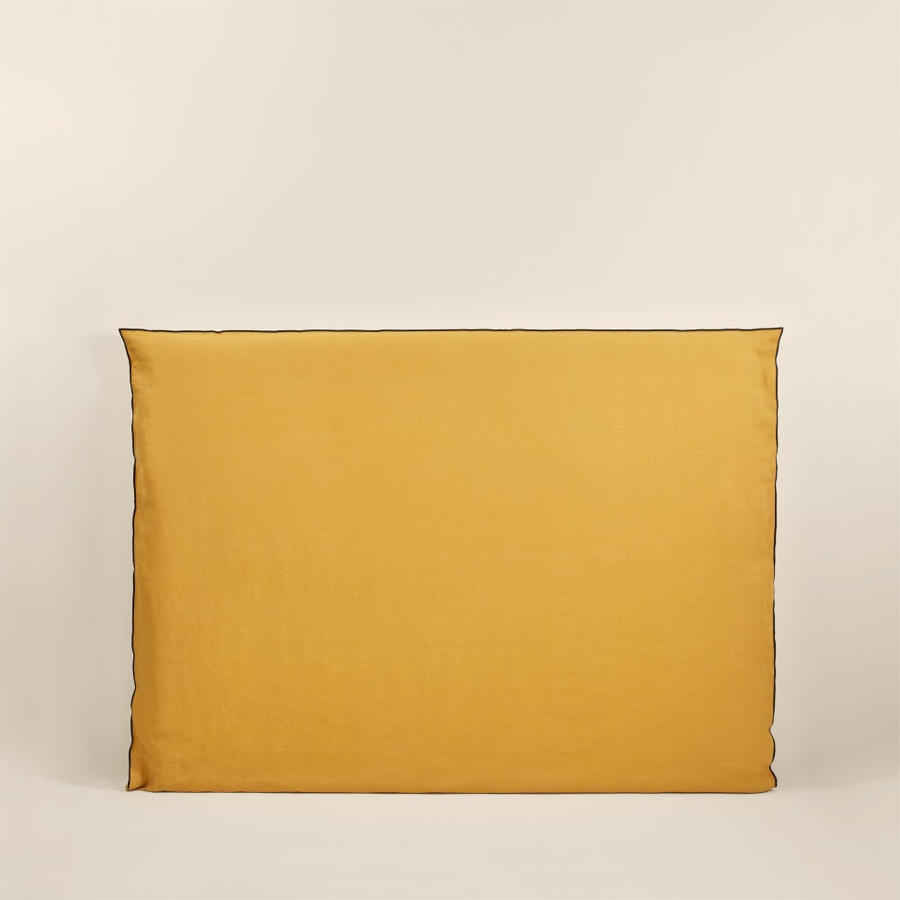 Housse de tête de lit en lin jaune 170x134 cm