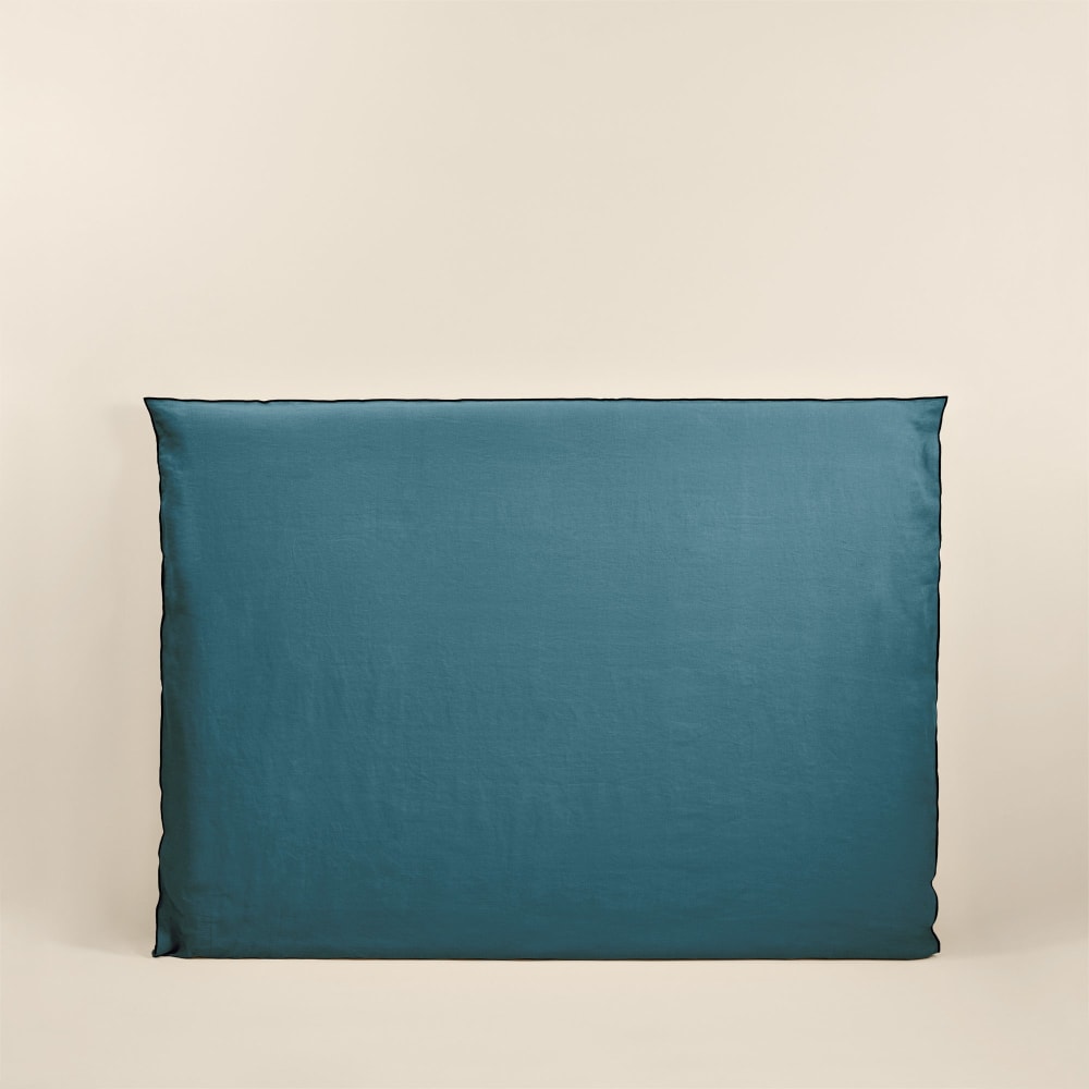 Housse de tête de lit en lin bleu 170x134 cm