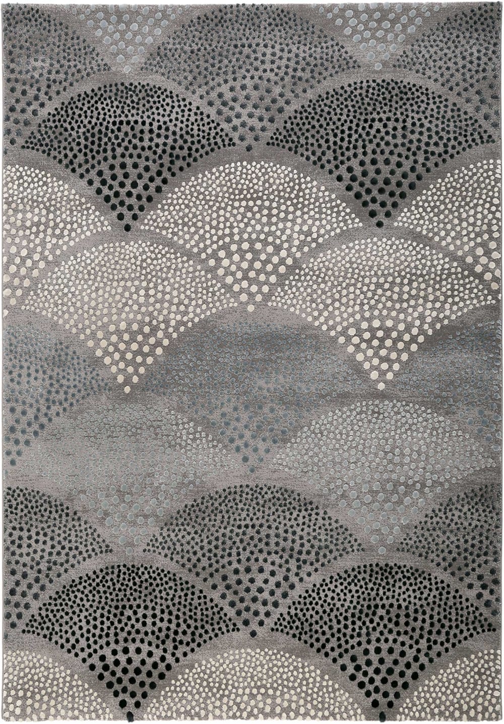 Tappeto fantasia rètro blu petrolio grigio 200x133 - Modello Contemporaneo - Grigio - PES - Poliestere