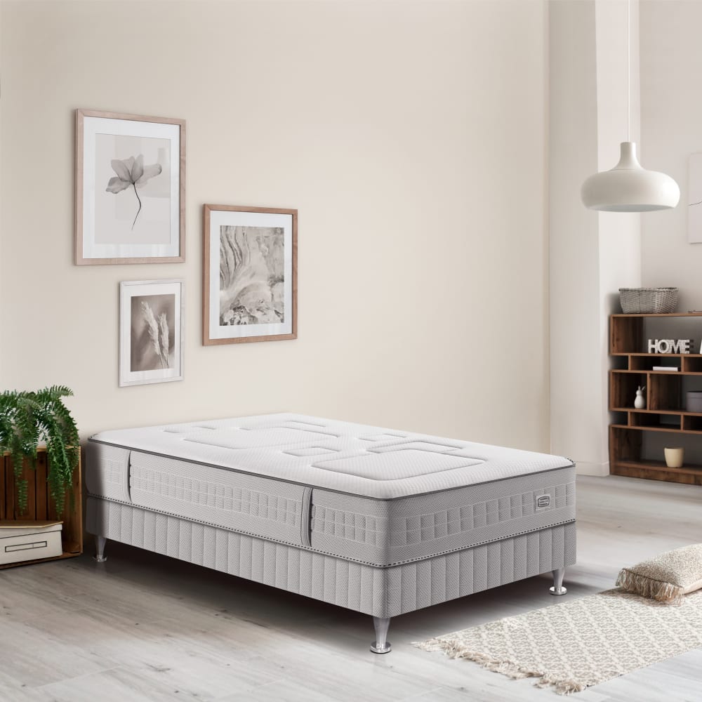 Ens 90x200 matelas h25 ressort ensachés, ferme, sommier - Maisons du Monde