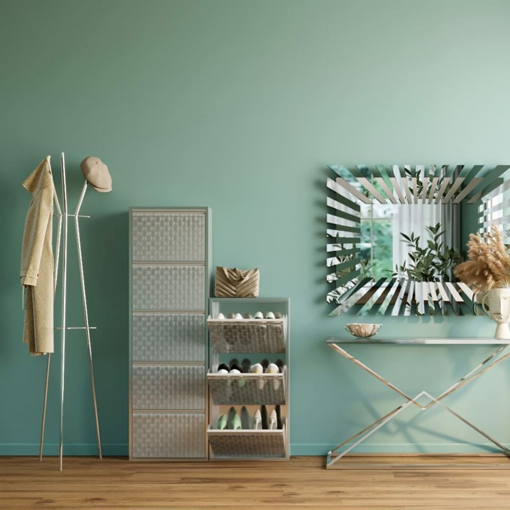 Casier à chaussures 5 tiroirs en acier gris