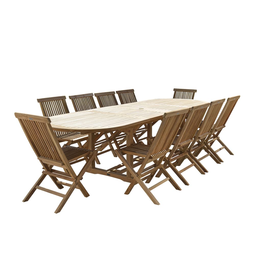 Salon de jardin en teck massif extensible 8/12 pers.