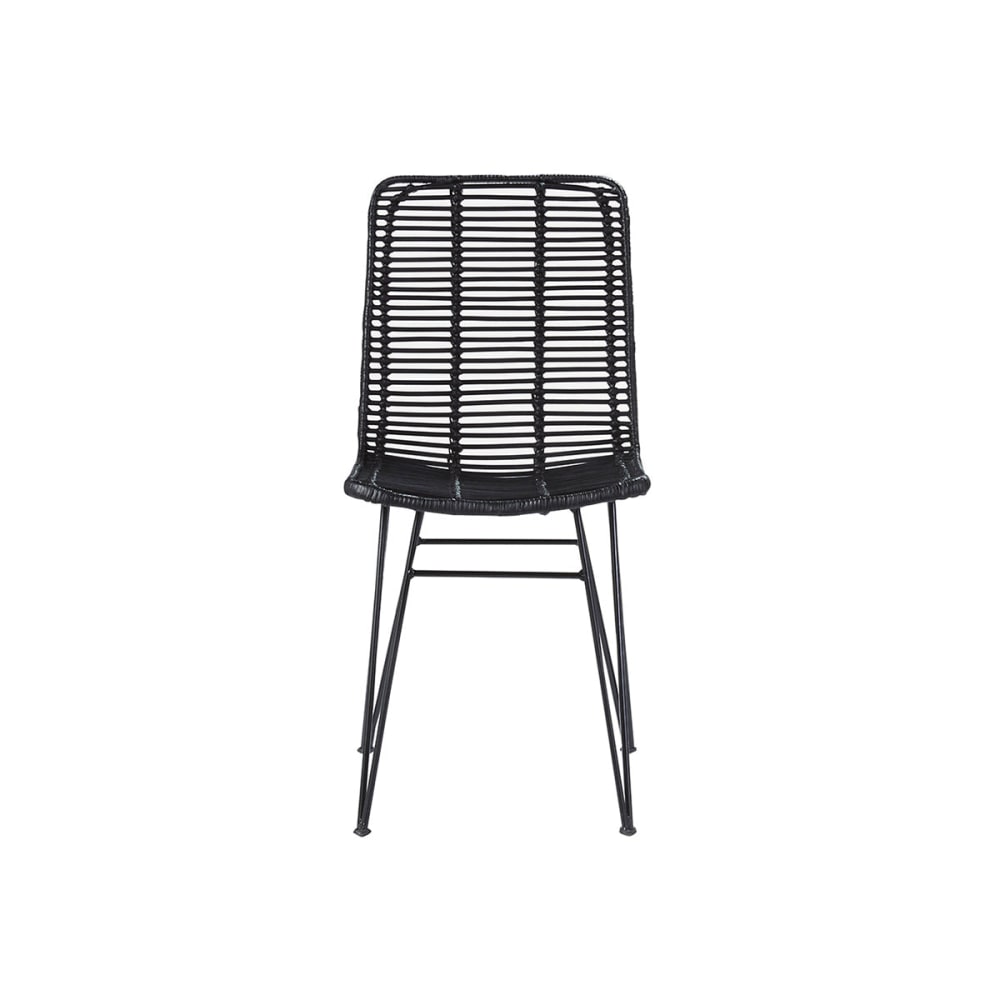 Stuhl aus Rattan und schwarzem Metall - Maisons Du Monde
