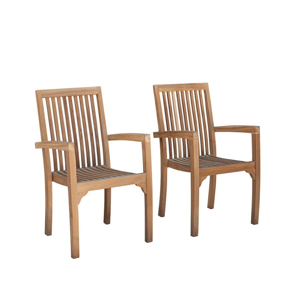 2 fauteuils de jardin en teck massif empilables - Maisons du Monde