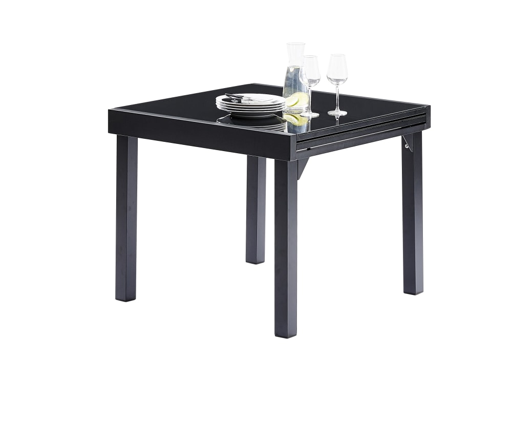 Table de jardin en aluminium extensible noir 4/8 pers.