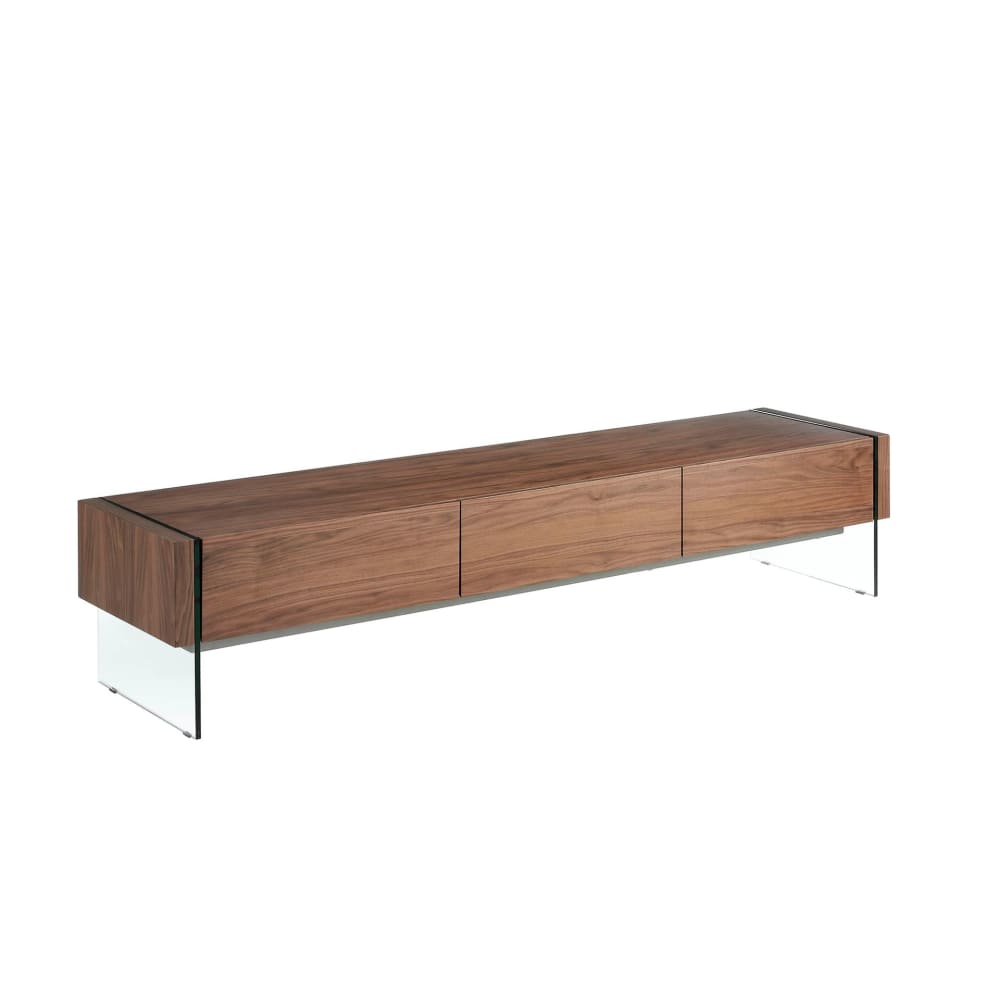 Meuble tv en noyer et verre trempé Meuble tv en noyer et verre trempé