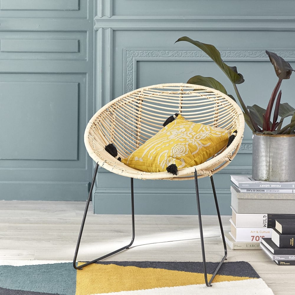 BERAH GETAH Stuhl aus Rattan und Metall style modern Beige Rattan