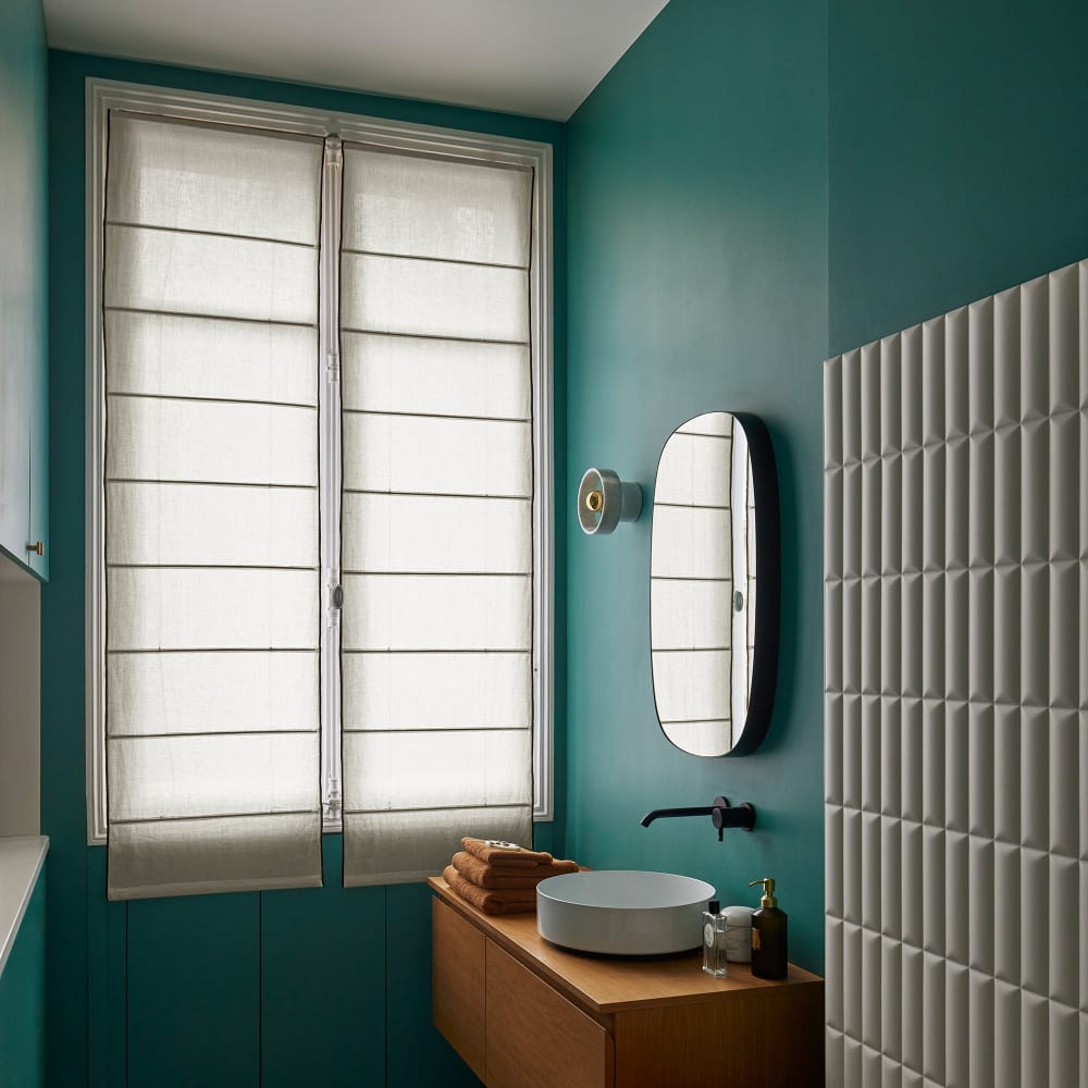 Store bateau en lin beige 45x220 cm