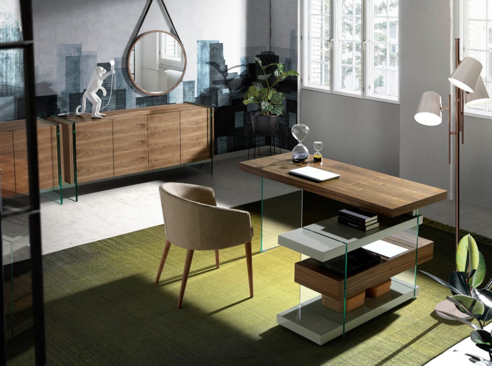Bürotisch aus Walnussholz und Glas - Maisons Du Monde
