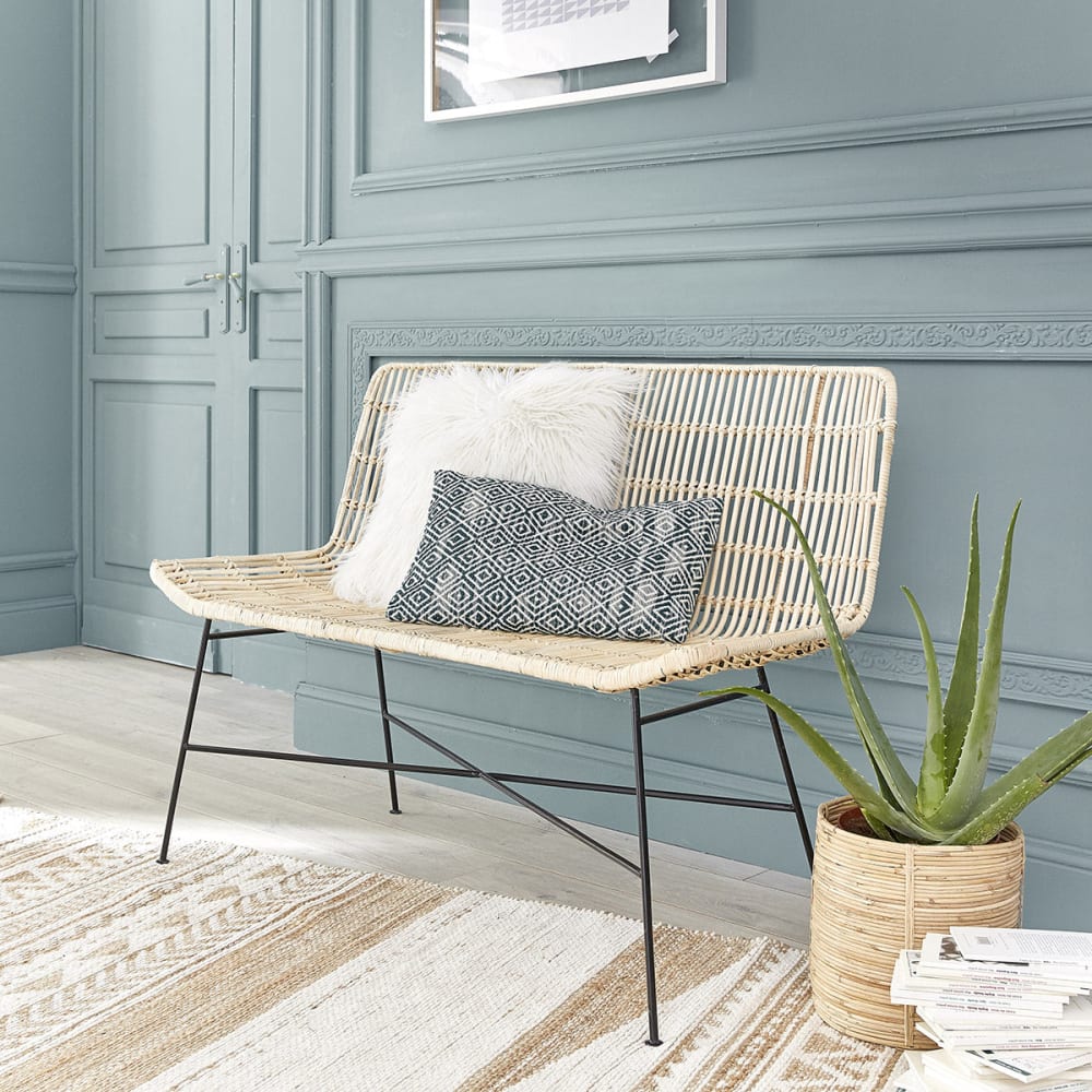Banquette en rotin et métal