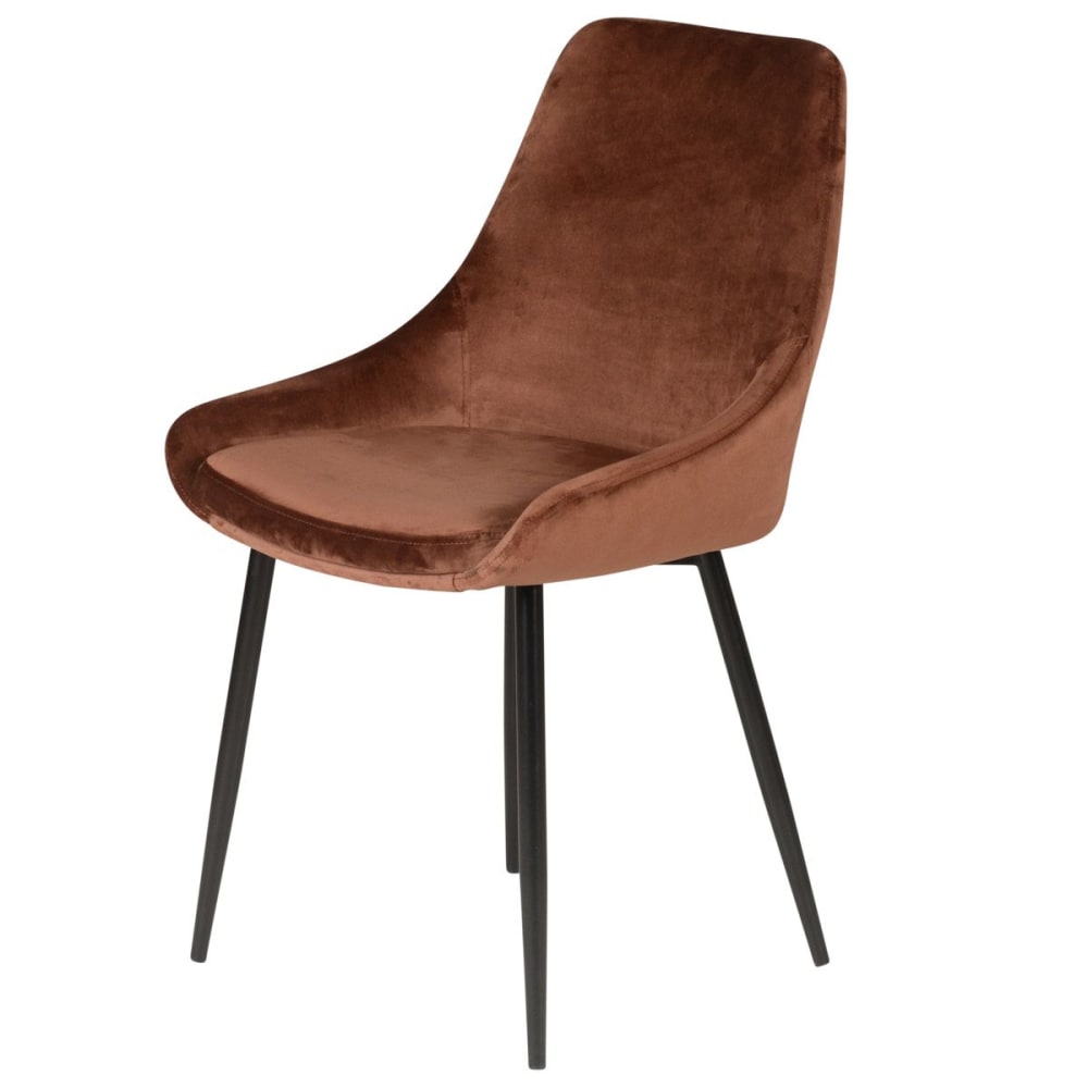 chaise en velours marron