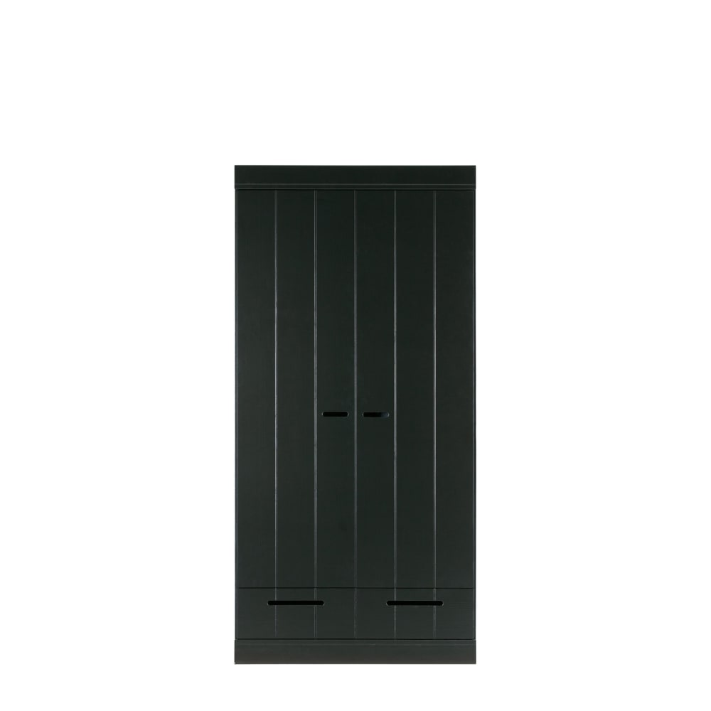 Armario con 2 puertas y 2 cajones en madera negra