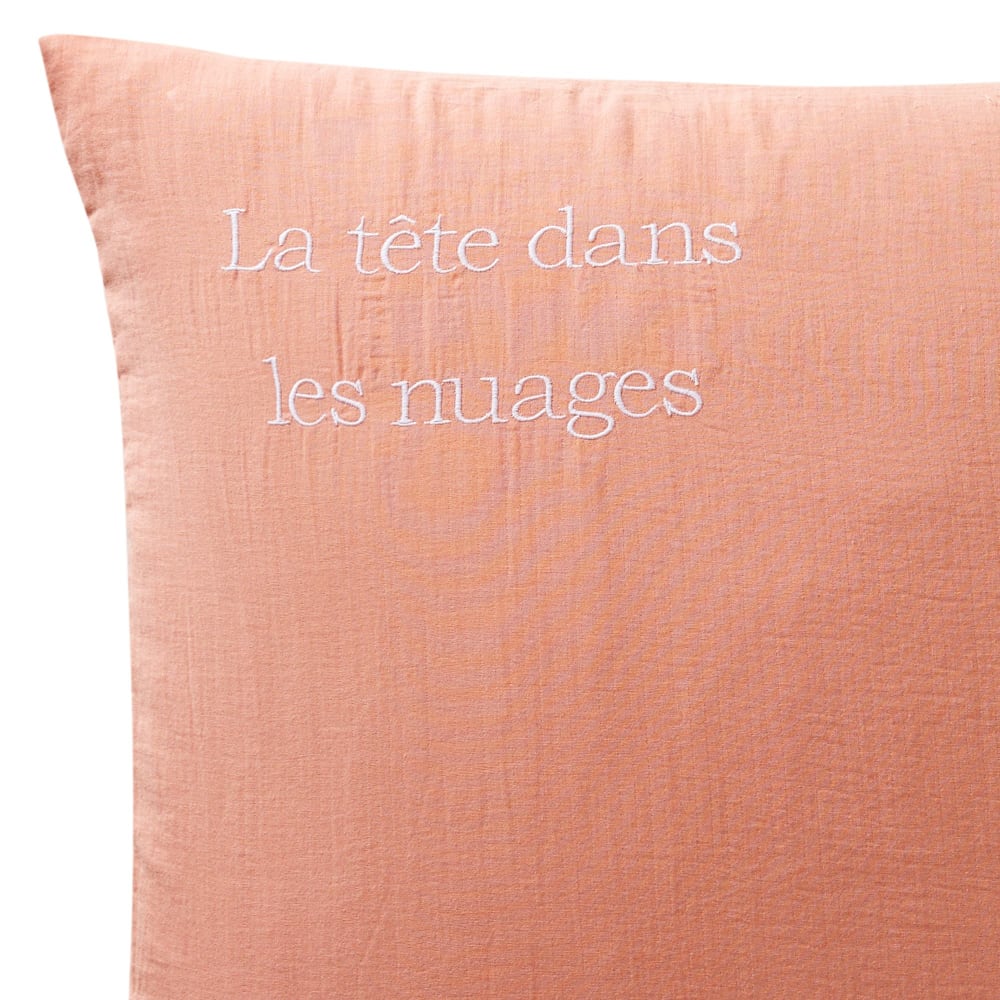 Taie sac en coton rose poudré 65x65cm