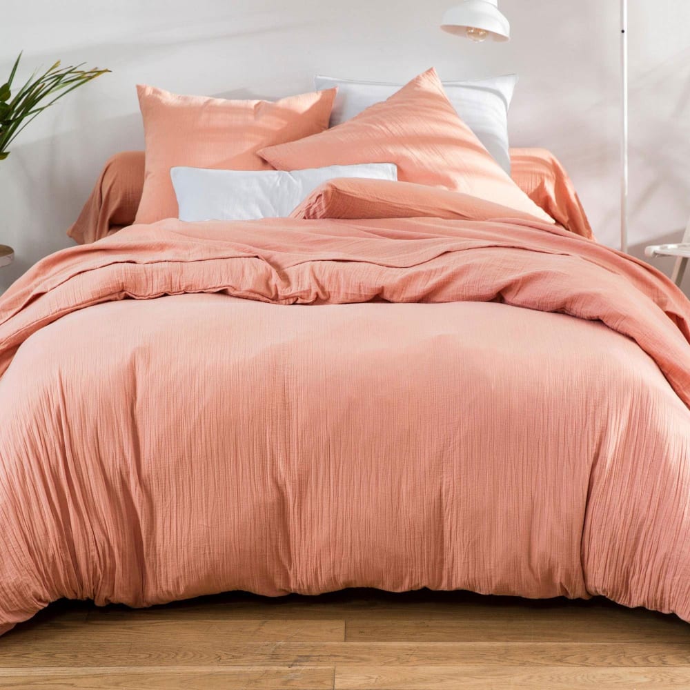 Taie sac en coton rose poudré 65x65cm — vue 3