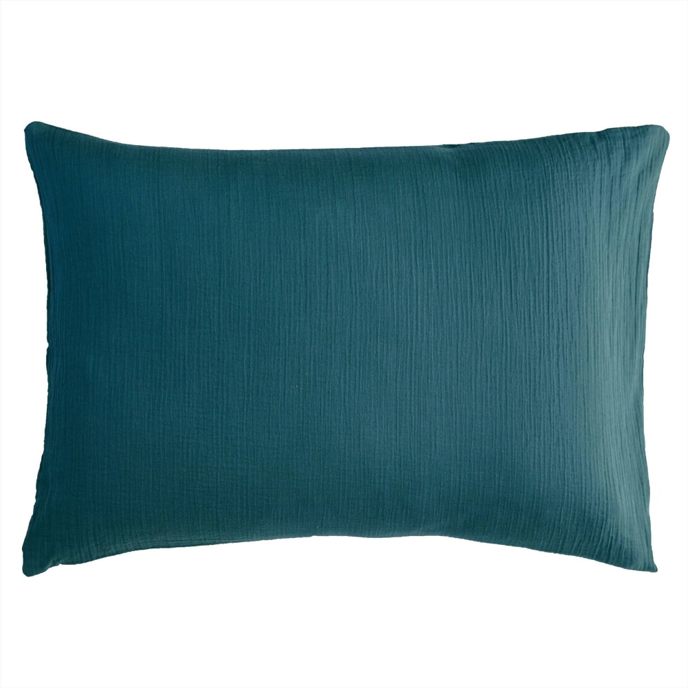 Taie sac en coton bleu canard 50x70cm