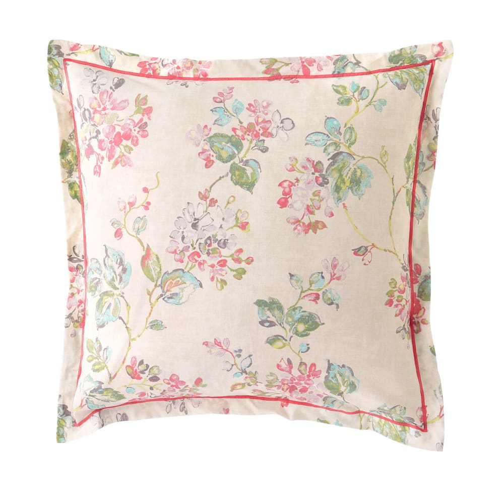 Taie volant en coton rose 65x65cm
