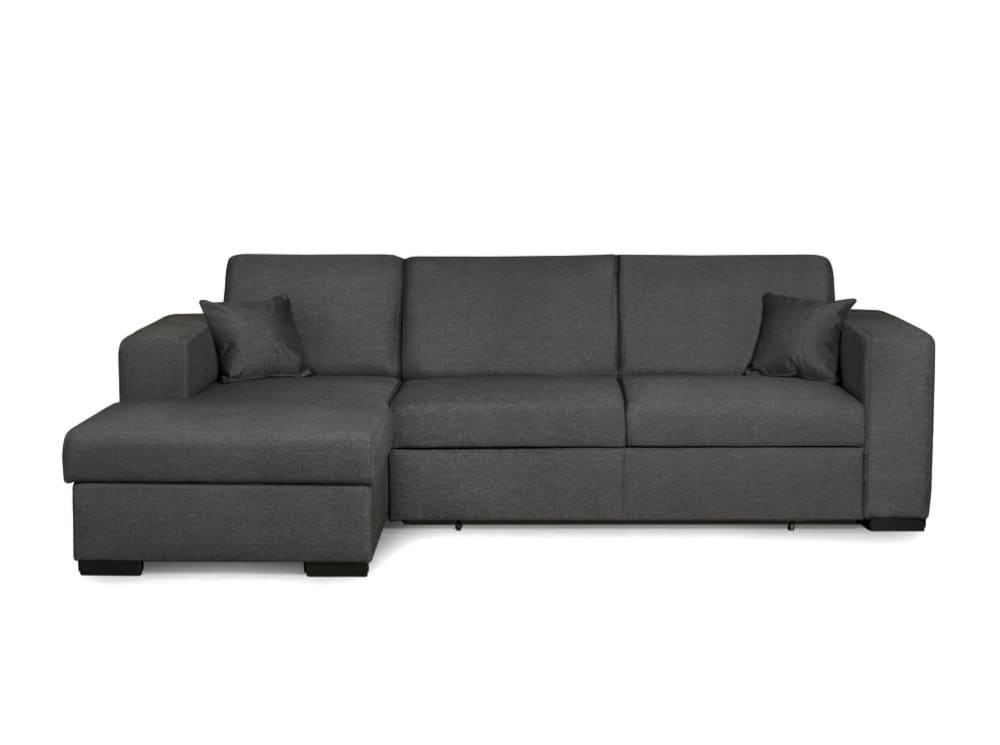 Canapé d'angle gauche XL convertible avec coffre en tissu - Gris foncé