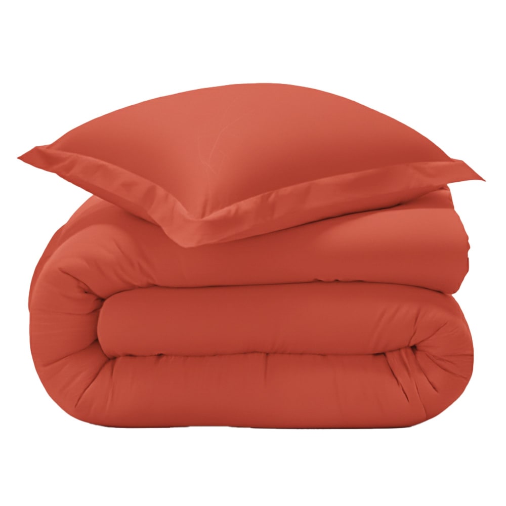 Housse de couette en coton orange terracotta 240x220cm — vue 4