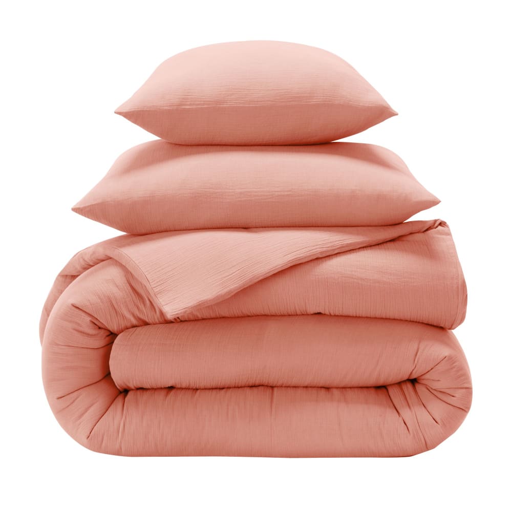 Housse de couette en coton rose poudré 240x220cm — vue 3