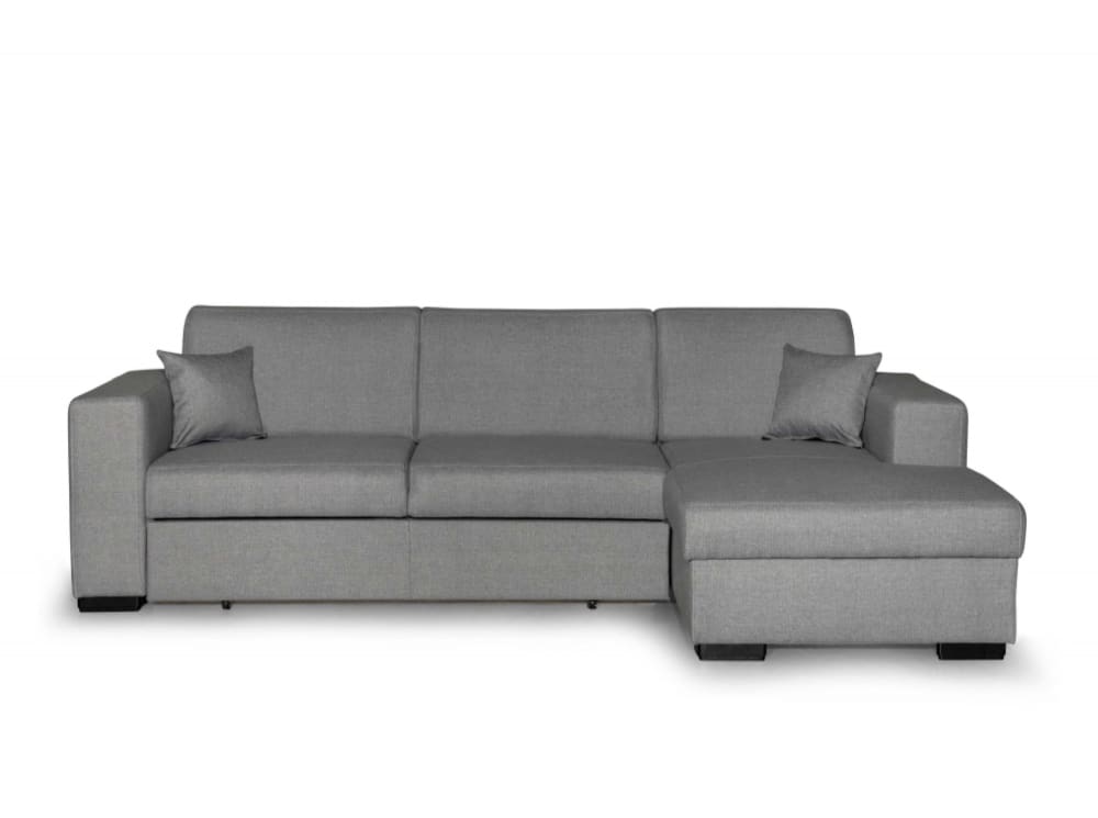 Canapé d'angle droit convertible en tissu gris clair