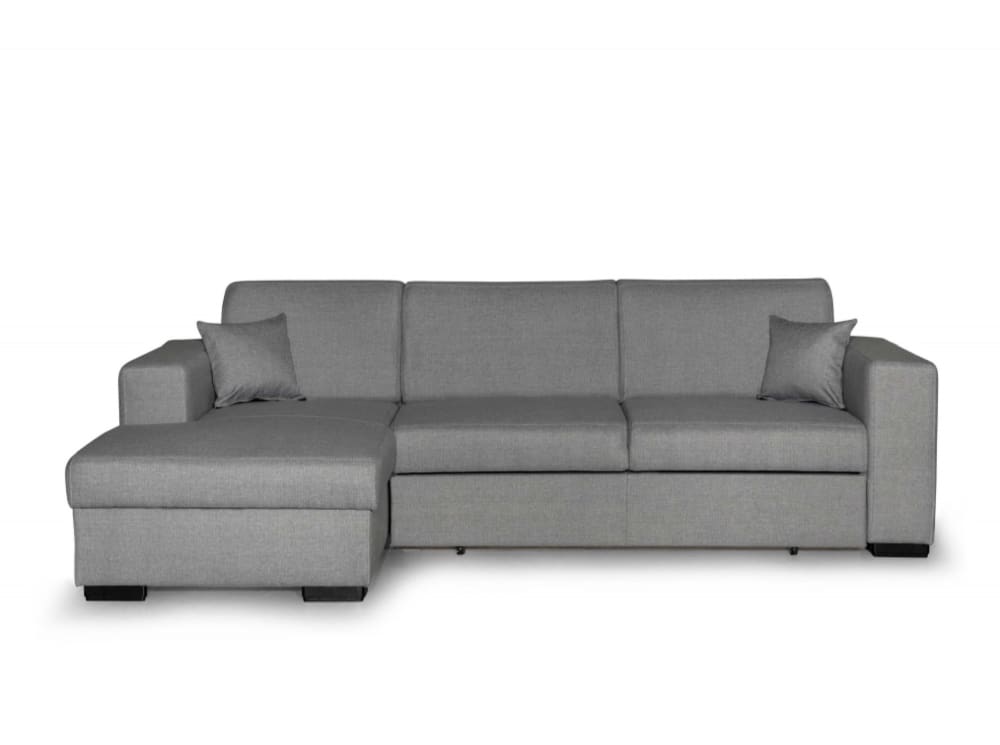 Canapé d'angle gauche convertible en tissu gris clair