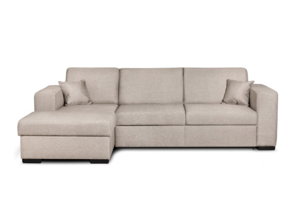 Canapé d'angle gauche convertible en tissu beige