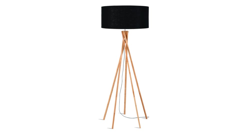 Lampadaire en bambou et lin noir H160cm