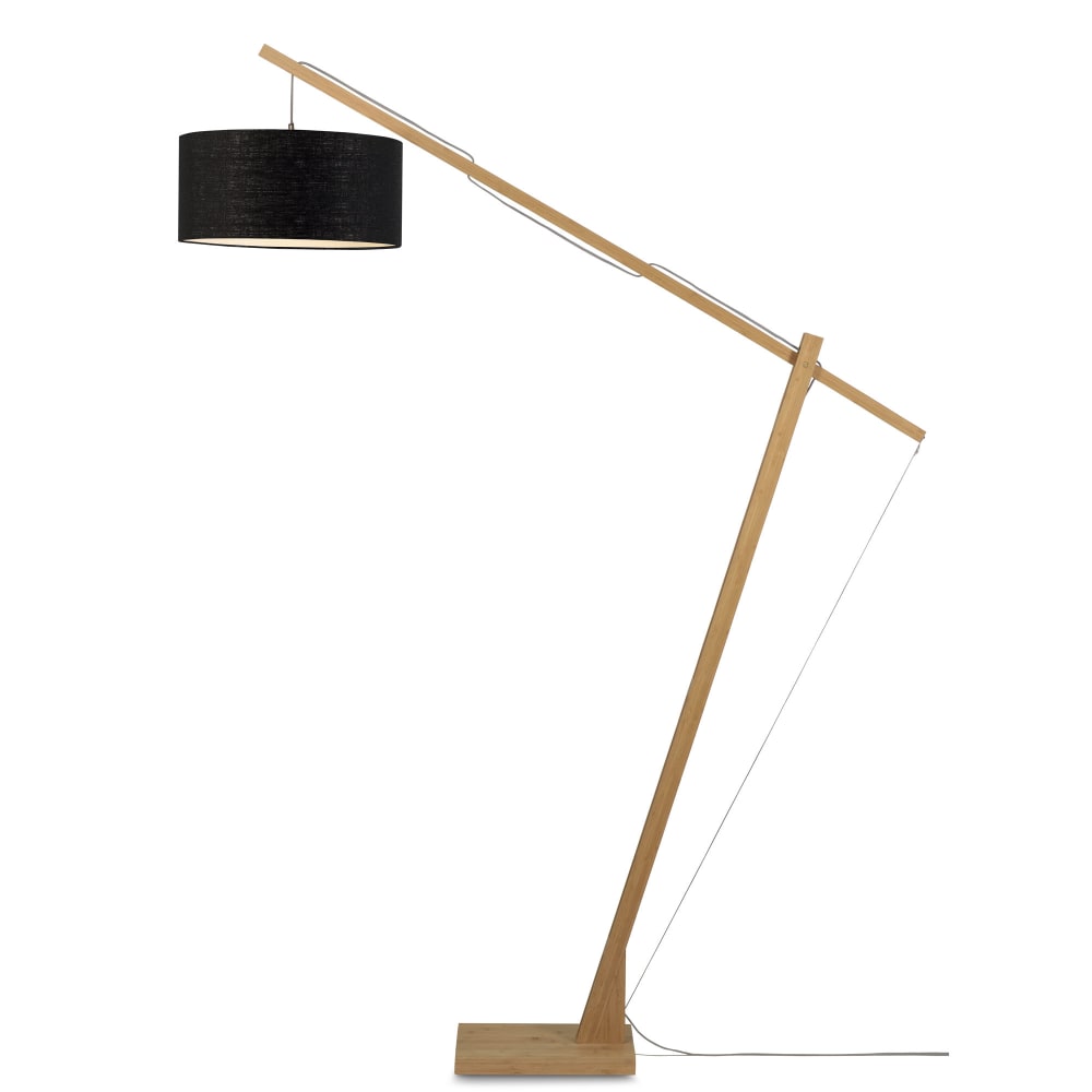 Lampadaire bambou/lin noir H207cm