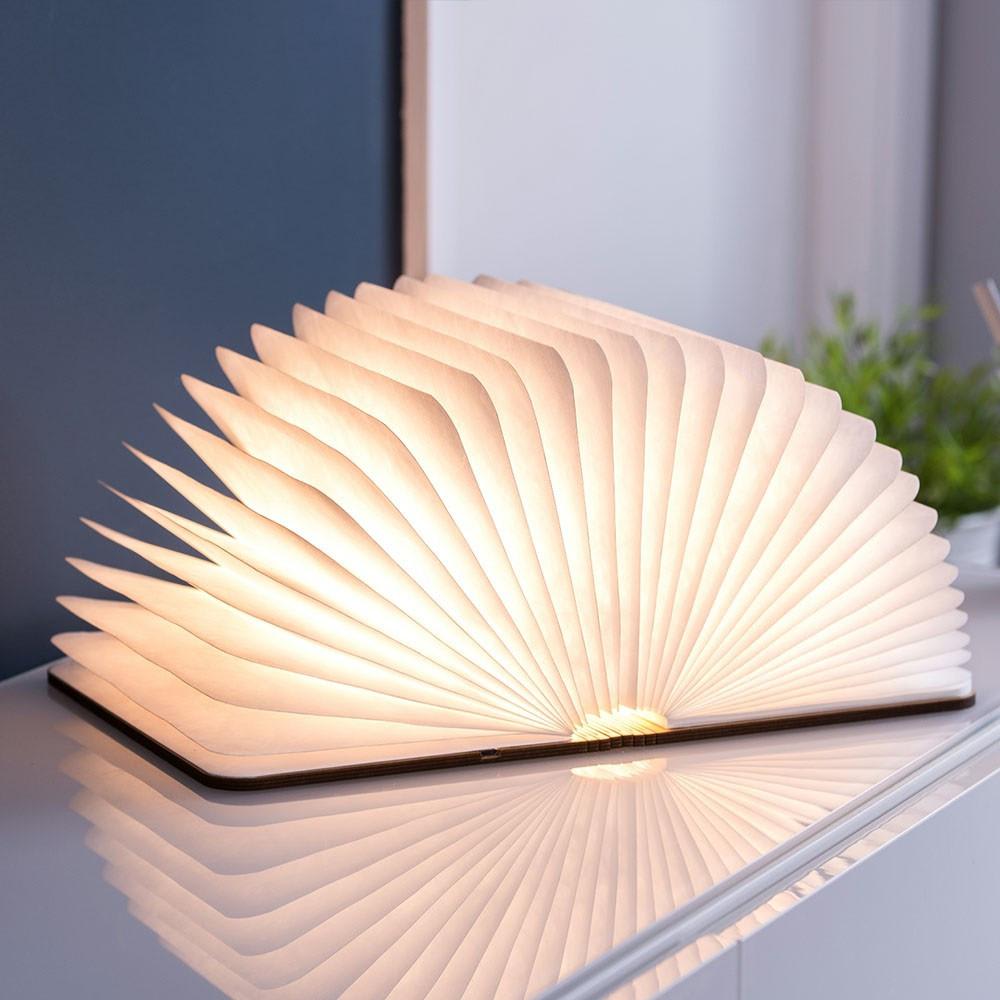 Lampe à poser livre led couverture en bois — vue 3