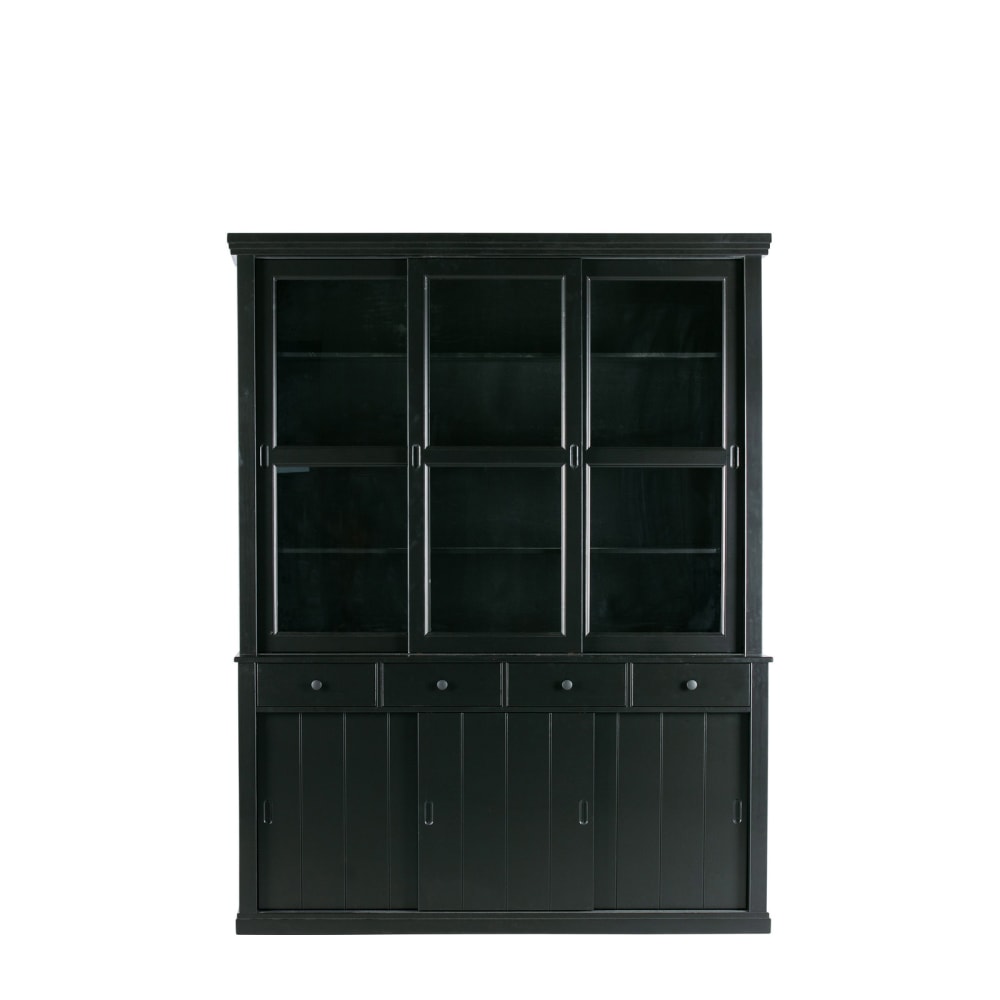 Buffet 3 portes en bois noir