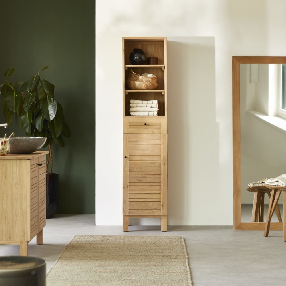 Tikamoon Hochschrank aus massivem Eichenholz style classic chic Beige