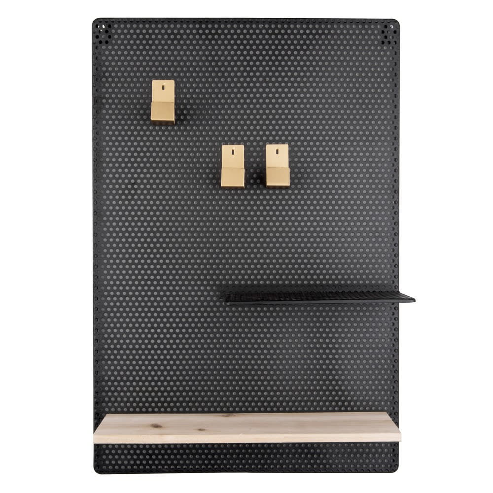 Tableau mémo avec étagère en métal perky noir