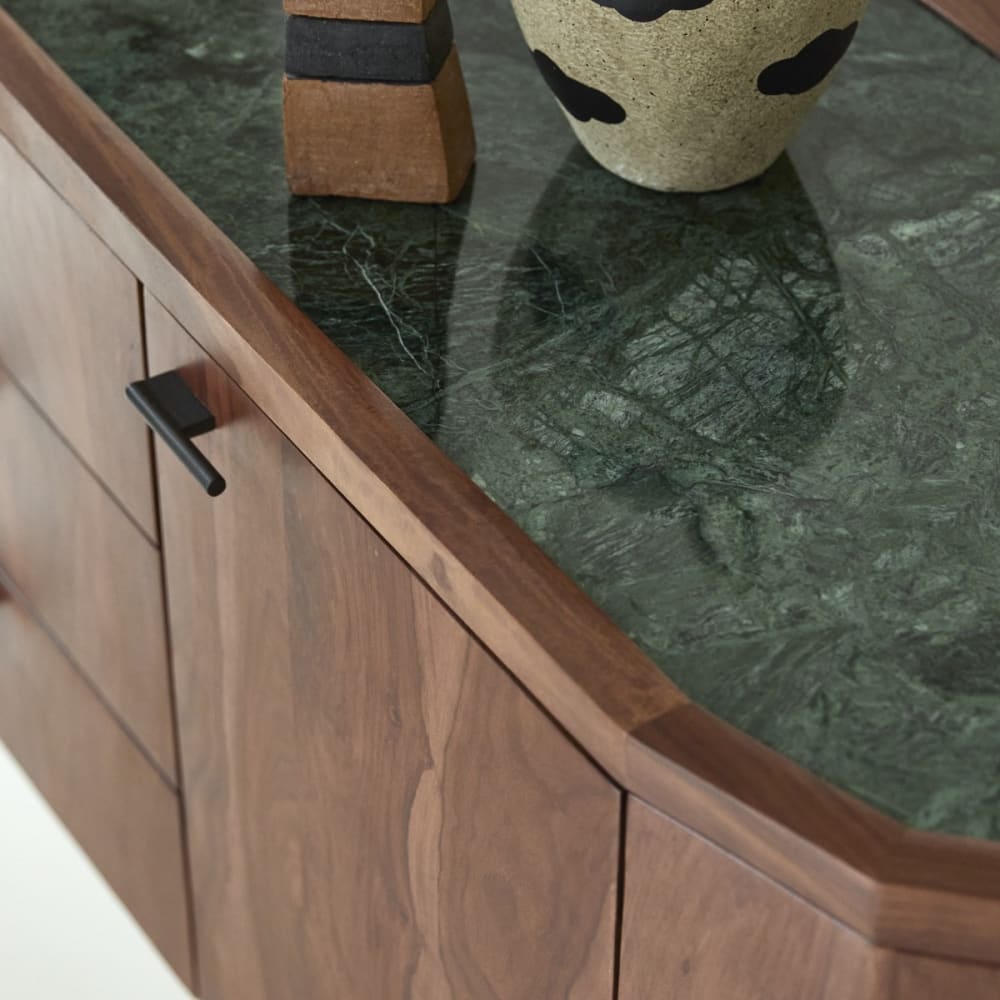 Buffet aus massivem Palisanderholz und Marmor 175 cm - Maisons Du