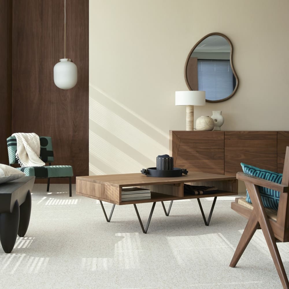 Tikamoon Couchtisch aus massivem Nussbaum style modern Braun Holz