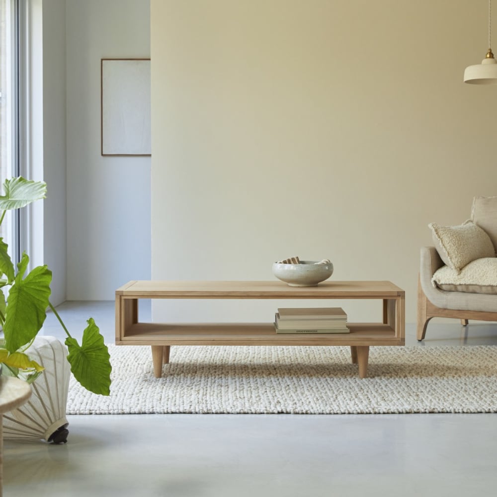 Tikamoon Couchtisch aus massivem Eichenholz style modern Beige