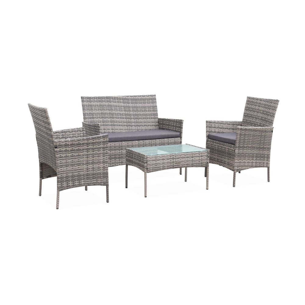 Salon de jardin en résine tressée nuances de gris 4 places - Maisons du Monde