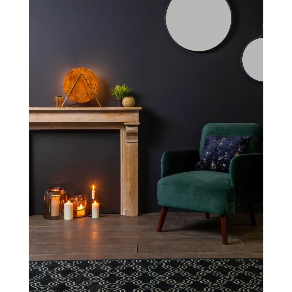 Fauteuil rétro en velours pieds bois foncé - Vert forêt