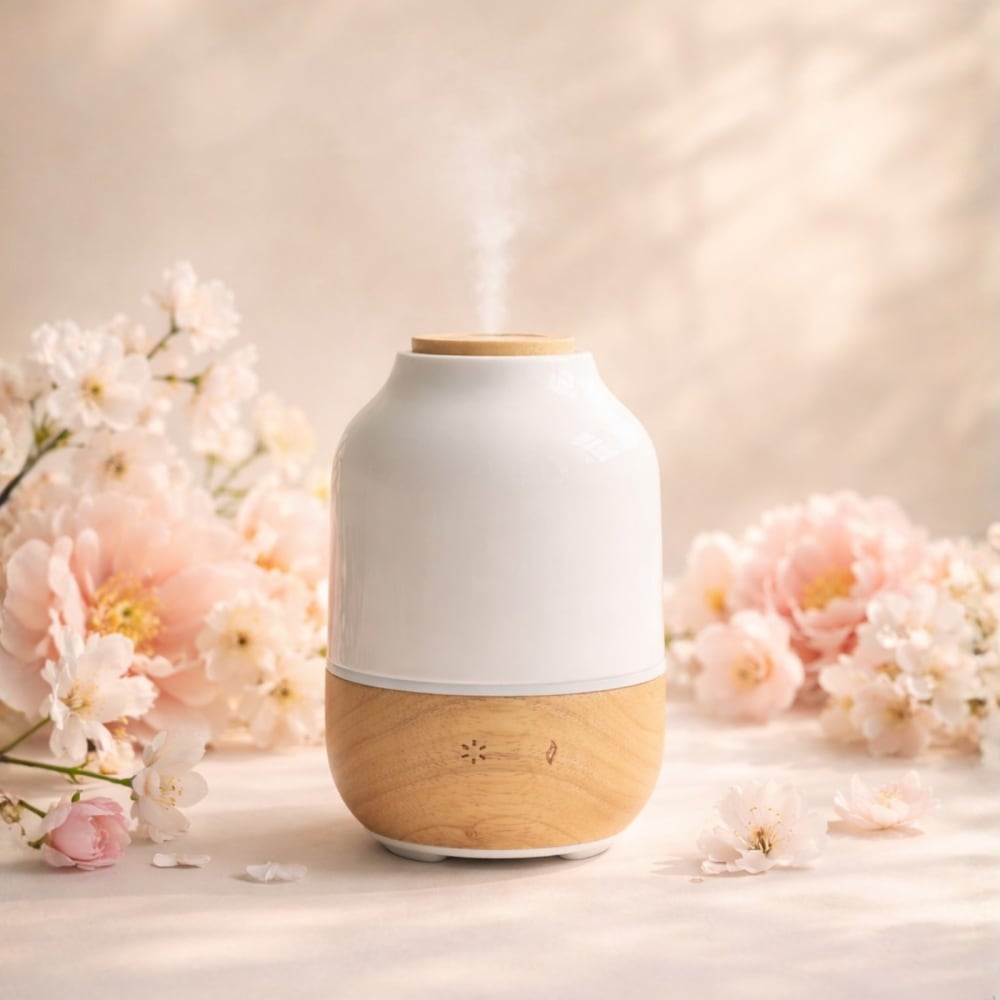Difusor ultrasónico de aceite esencial de cerámica y bambú h16 - Maisons du Monde
