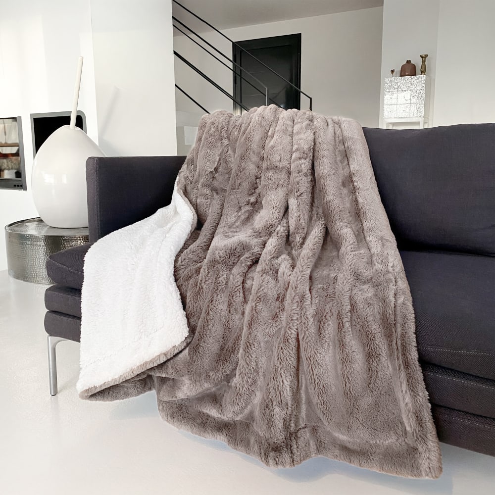 Plaid ''Lapin'' Cocoon Beige Taupe 130x170cm