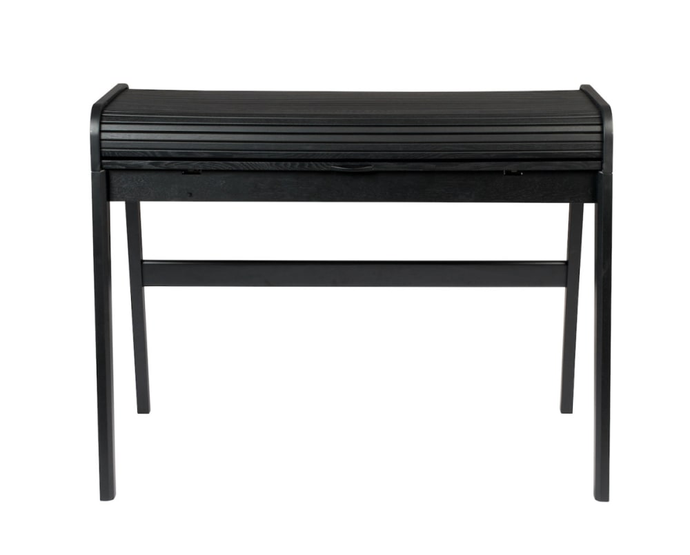 Zuiver Schwarzer Holzschreibtisch mit Schiebetür style vintage Schwarz Holz