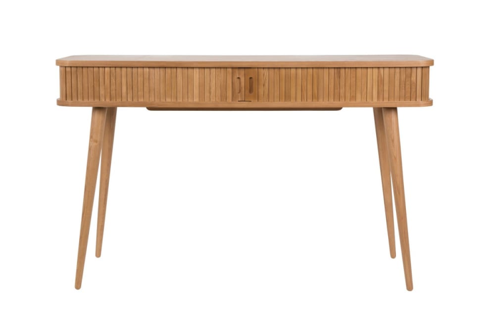 Console en bois clair avec portes coulissantes