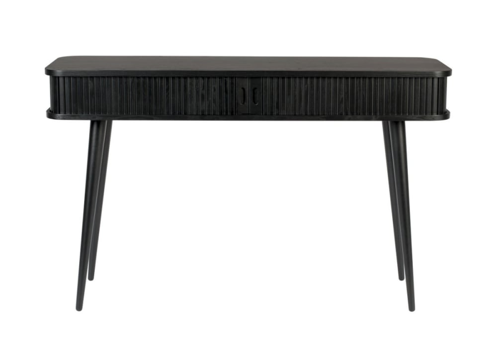 Console en bois noir avec portes coulissantes