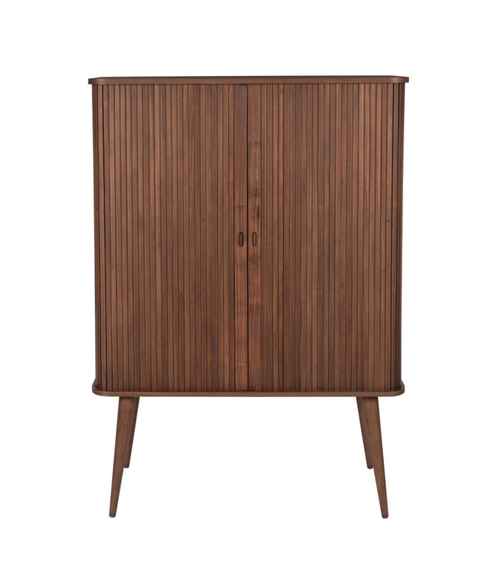 Zuiver Holz Aufbewahrungstruhe mit Walnuss-Finish und Schiebetüren style vintage Braun Spanplatte